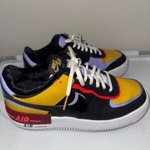 Nike Air Force 1 Black and Yellow Sneakers